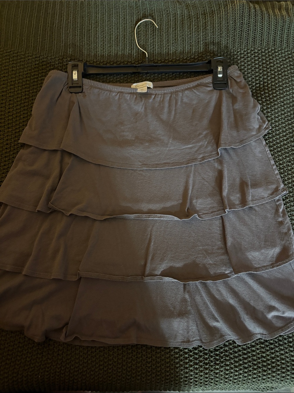 Garnet Hill Tiered Ruffle Mini Skirt - Taupe